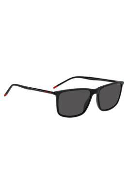 Black acetate sunglasses with tubular temples by HUGO BOSS