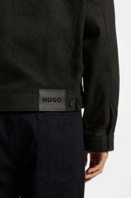 Black regular-fit jacket in Japanese denim by HUGO BOSS