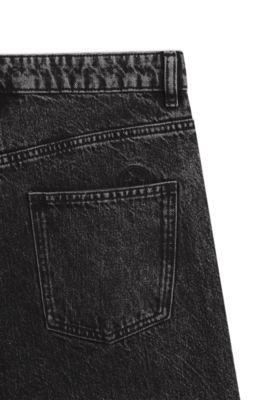 Black relaxed-fit jeans in rigid denim by HUGO BOSS