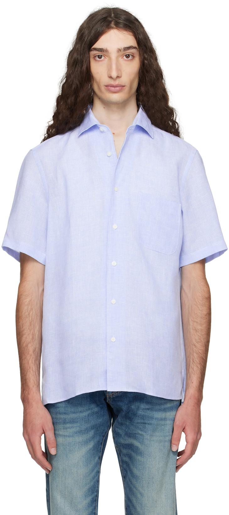 Blue BECKHAM Edition Regular-Fit Linen Shirt by HUGO BOSS