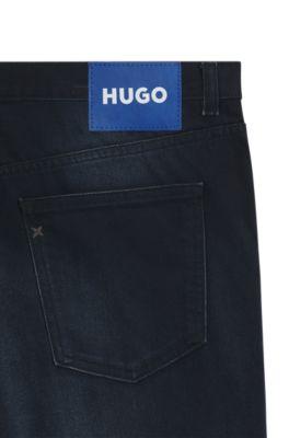 Blue-black tapered-fit jeans in stretch denim by HUGO BOSS