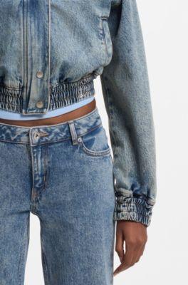 Blue bomber jacket in stretch denim by HUGO BOSS