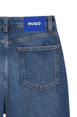 Blue five-pocket jeans in stretch denim by HUGO BOSS