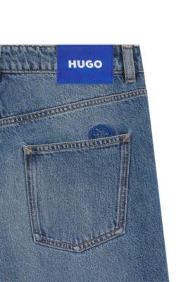 Blue loose-fit jeans in rigid denim by HUGO BOSS