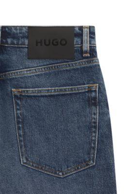 Blue mom-fit jeans in comfort-stretch denim by HUGO BOSS