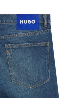 Blue skinny-fit jeans in stretch denim by HUGO BOSS