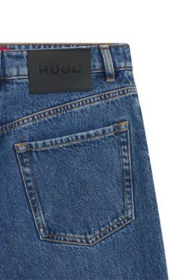 Blue wide-leg jeans in rigid denim by HUGO BOSS