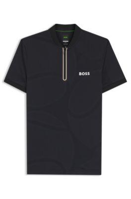Bodymapping-jersey slim-fit polo shirt with zip neck by HUGO BOSS