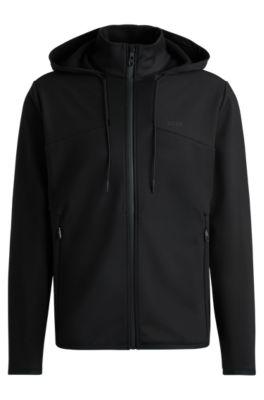 Bonded-fleece zip-up hoodie with logo detail by HUGO BOSS Bonded-fleece zip-up hoodie with logo detail by HUGO BOSS