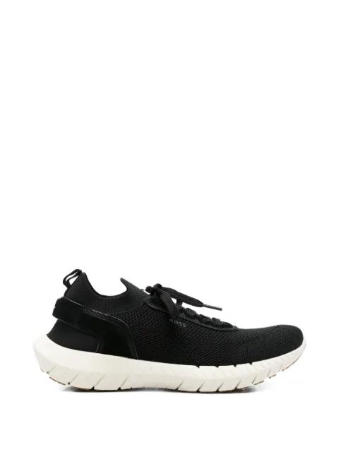 Boss-Motion sneakers with knitted uppers and leather trims by HUGO BOSS