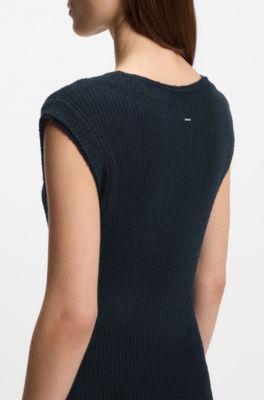 Boucl&eacute;-yarn dress in a slim fit by HUGO BOSS