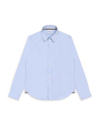 Boys' Cotton Oxford Embroidered Logo Regular Fit Dress Shirt - Big Kid by HUGO BOSS