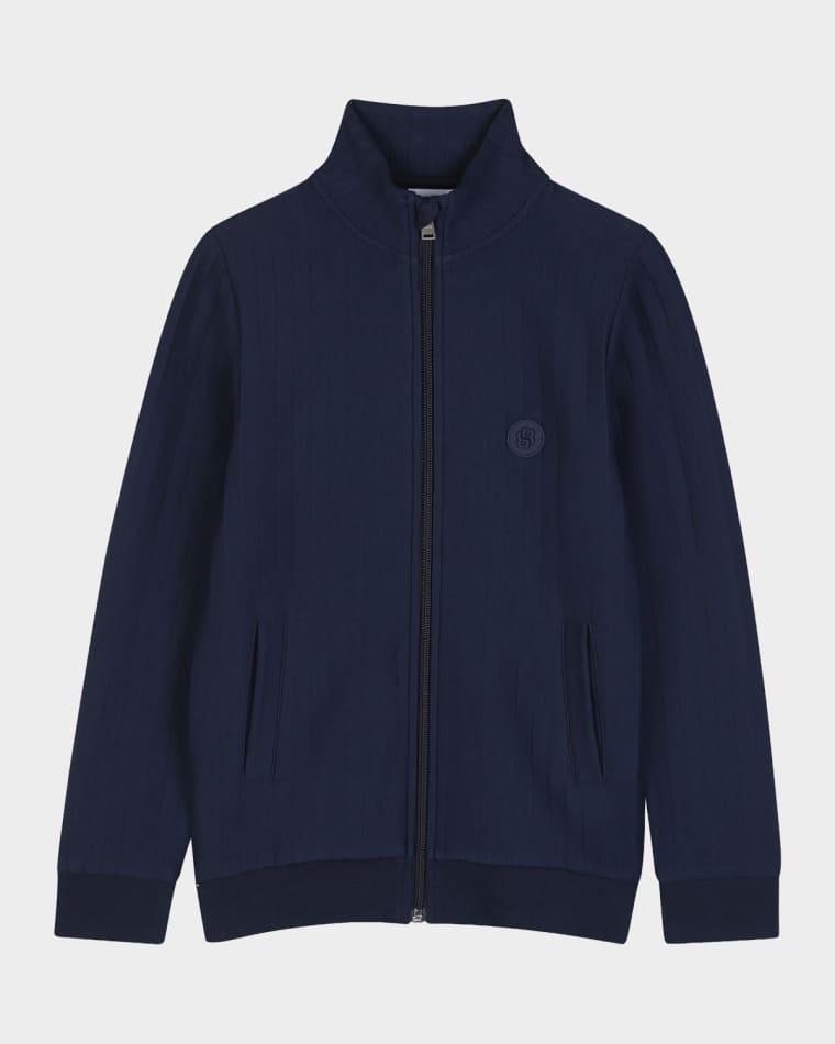 Boy's Ribbed Cotton Full-Zip Cardigan, Size 8-16 by HUGO BOSS