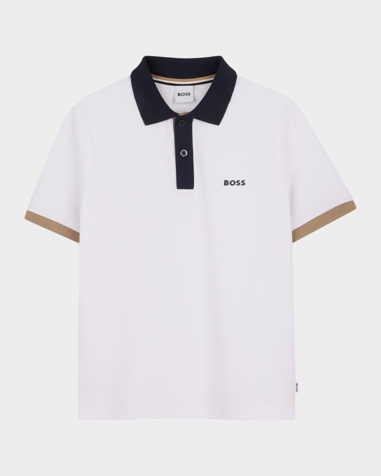 Boy's Stretch Cotton Short-Sleeve Polo Shirt, Size 4-6 by HUGO BOSS