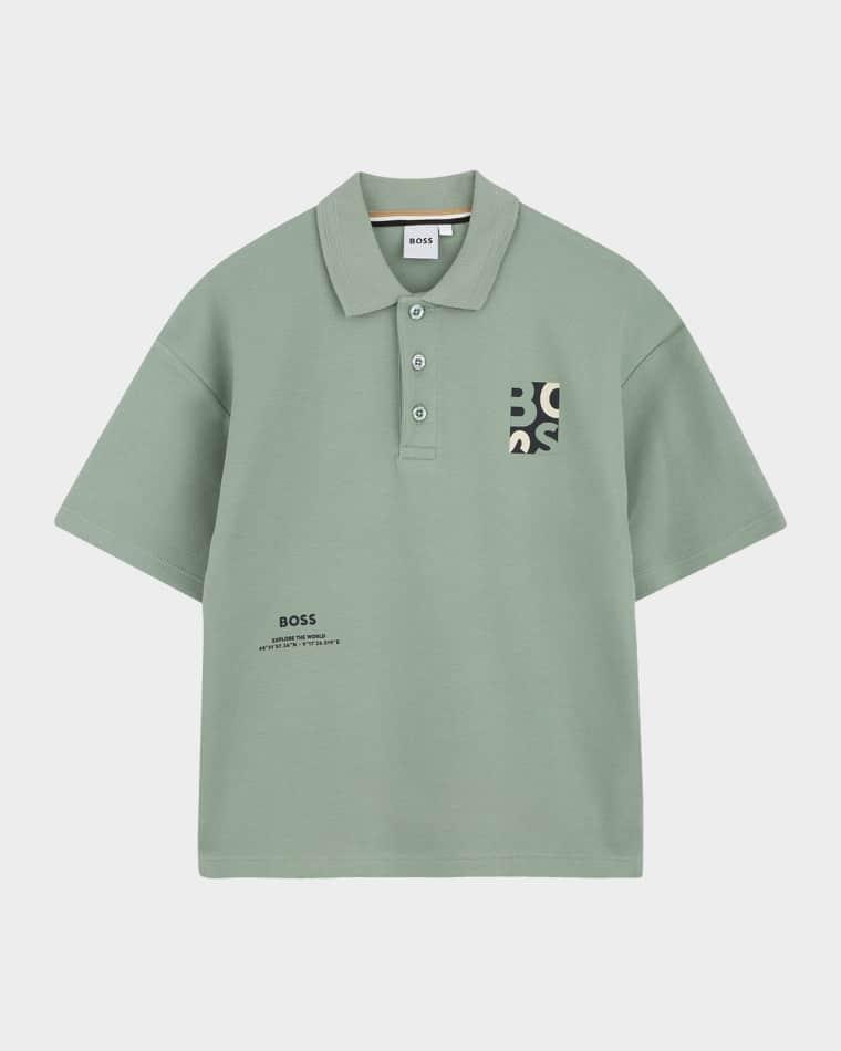 Boy's Stretch Cotton Short-Sleeved Polo Shirt, Size 4-6 by HUGO BOSS