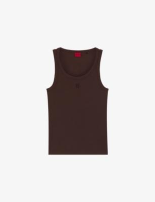 Brand-Embroidered Slim-Fit Stretch Cotton-Blend Tank Top by HUGO BOSS