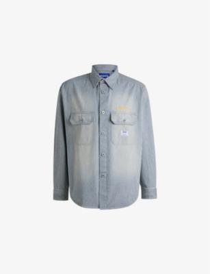 Brand-Patch Striped Cotton Shirt by HUGO BOSS