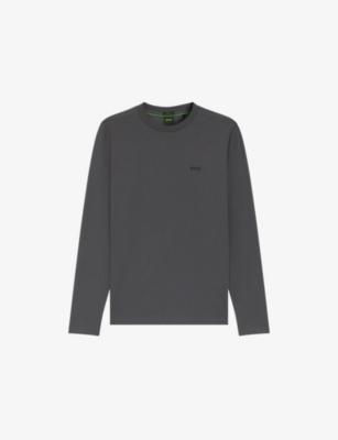 Brand-Print Long-Sleeved Stretch-Cotton T-Shirt by HUGO BOSS