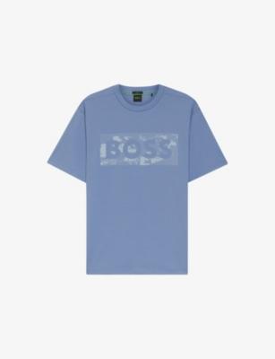 Brand-Print Regular-Fit Stretch-Cotton T-Shirt by HUGO BOSS