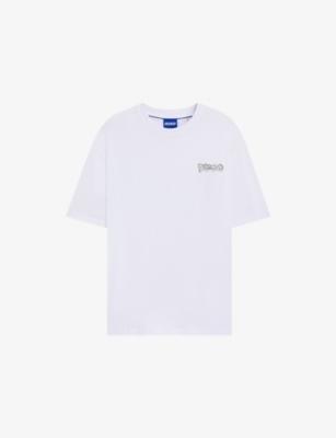Brand-Print Relaxed-Fit Cotton-Jersey T-Shirt by HUGO BOSS