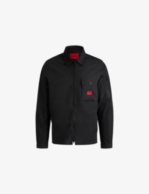 Brand-patch flap-pocket cotton-blend overshirt by HUGO BOSS