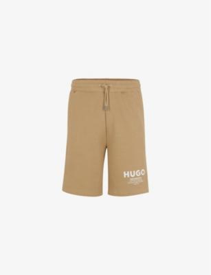 Brand-print drawstring-waist cotton-jersey shorts by HUGO BOSS