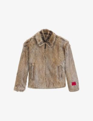 Branded Faux-Fur Jacket by HUGO BOSS