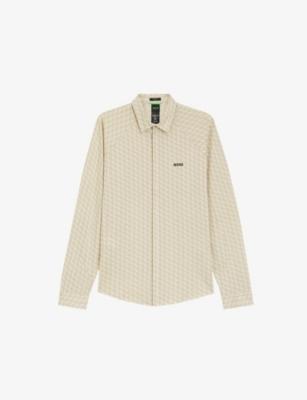 Branded Long-Sleeved Cotton-Piqué Shirt by HUGO BOSS