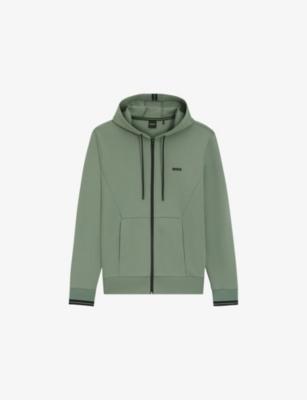 Branded Zip-Up Stretch-Jersey Hoody by HUGO BOSS