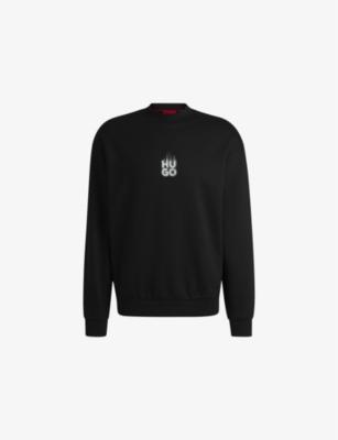 Branded-print crewneck cotton-jersey sweatshirt by HUGO BOSS