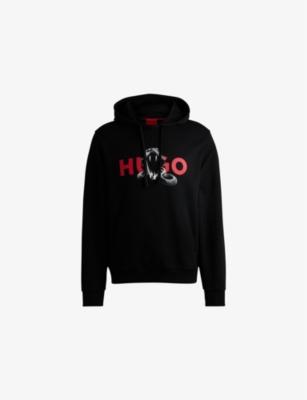 Branded-print kangaroo-pocket cotton-jersey hoody by HUGO BOSS