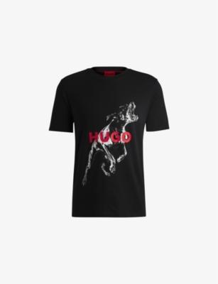 Branded-print short-sleeved cotton-jersey T-shirt by HUGO BOSS