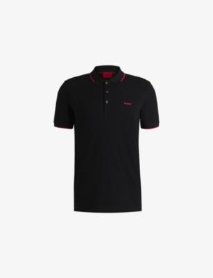 Branded short-sleeved stretch-cotton polo shirt by HUGO BOSS
