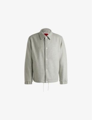 Branded stand-collar wool-blend jacket by HUGO BOSS