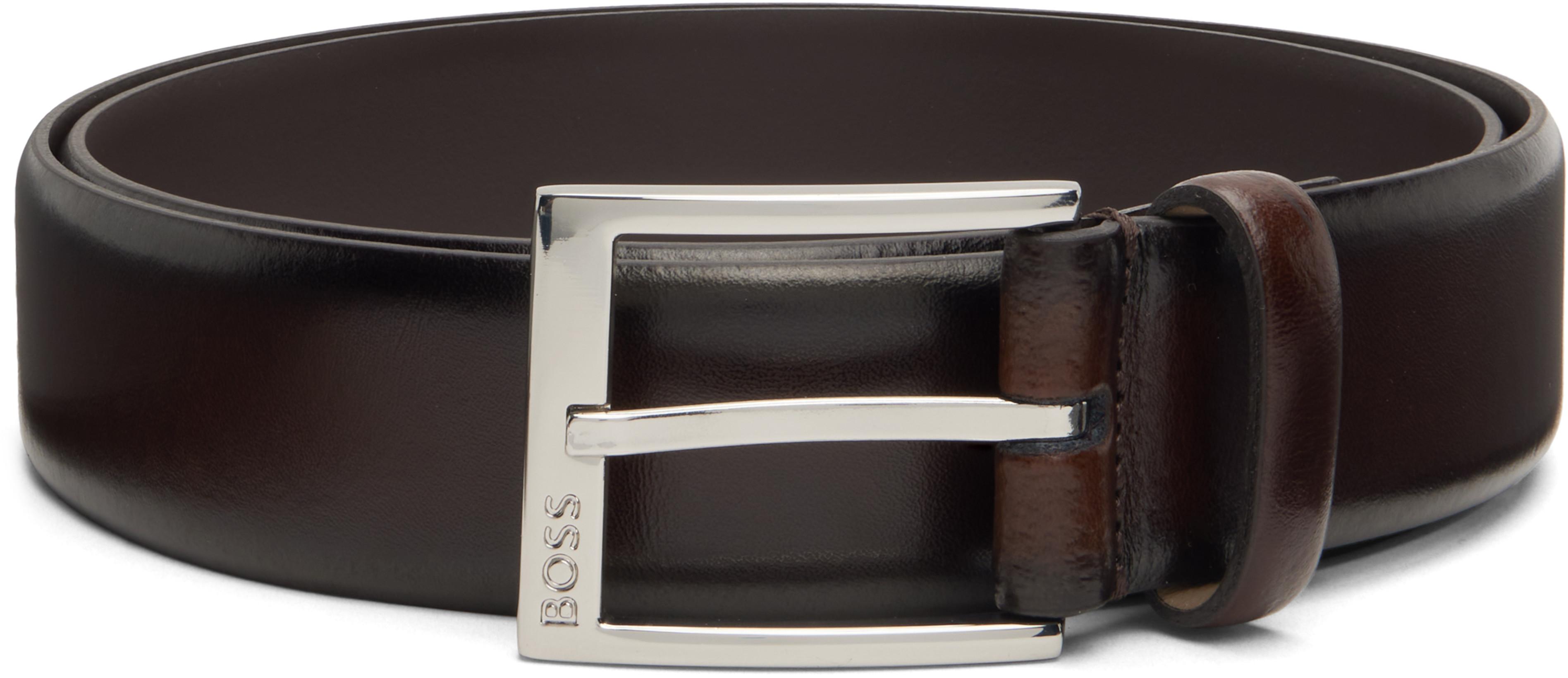 Brown Branded-Buckle Belt by HUGO BOSS