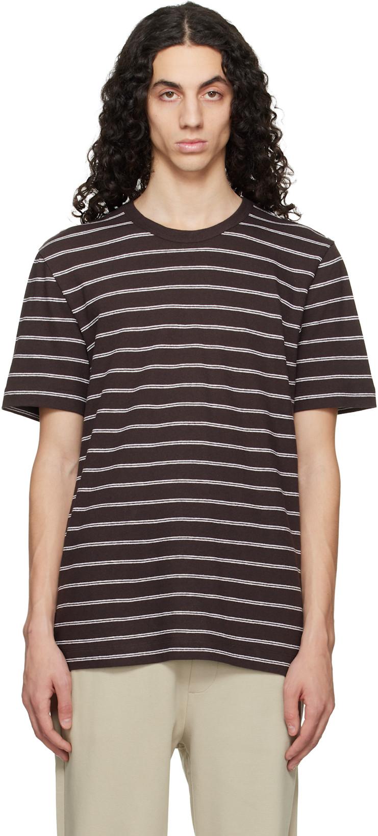 Brown Cotton-Linen Regular Fit T-shirt by HUGO BOSS