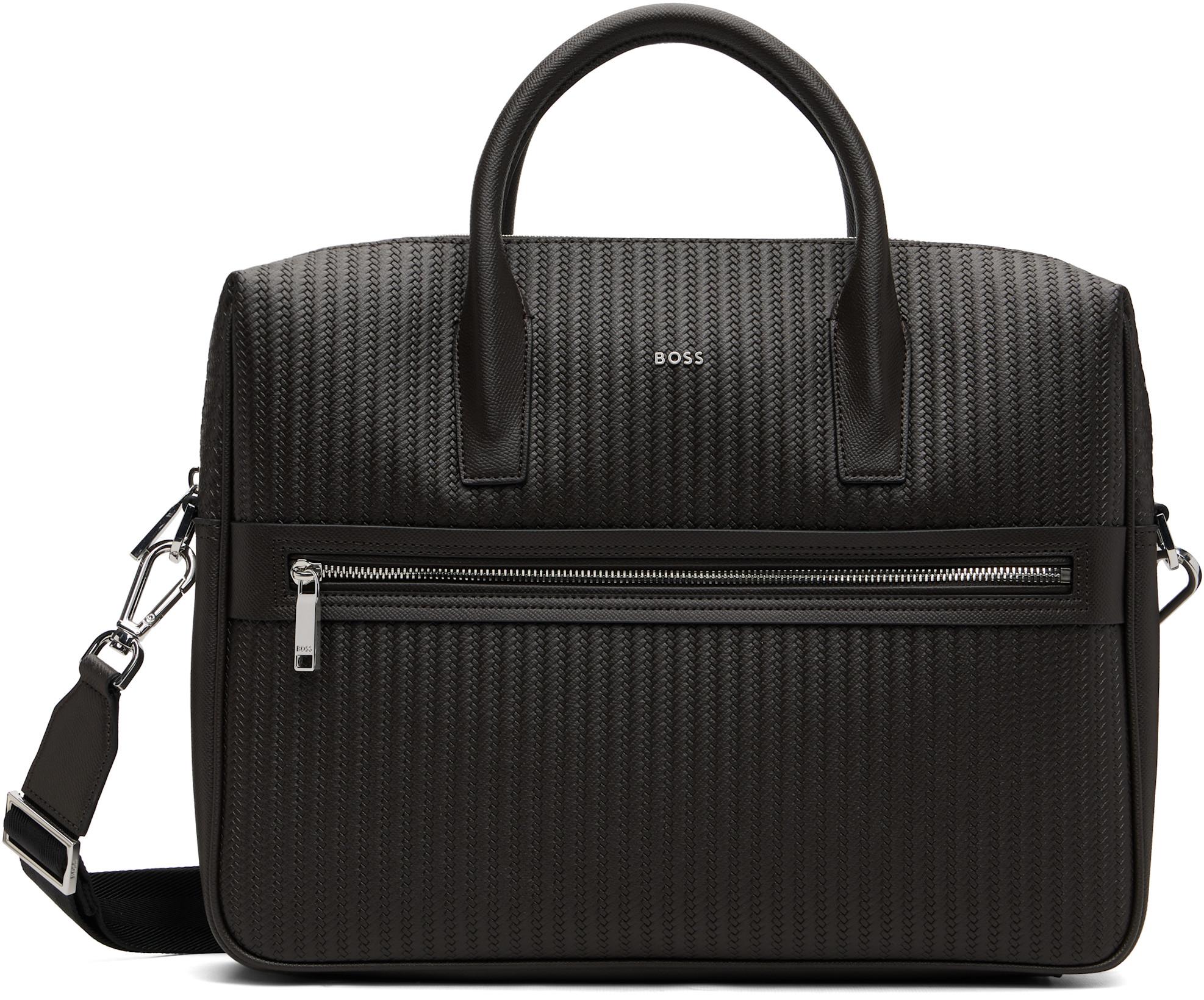 Brown Document Briefcase by HUGO BOSS