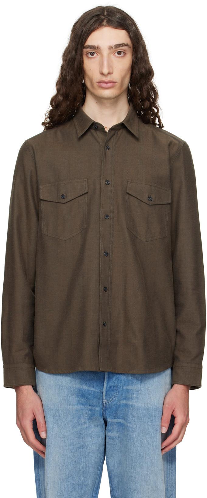 Brown Flap Pocket Shirt by HUGO BOSS