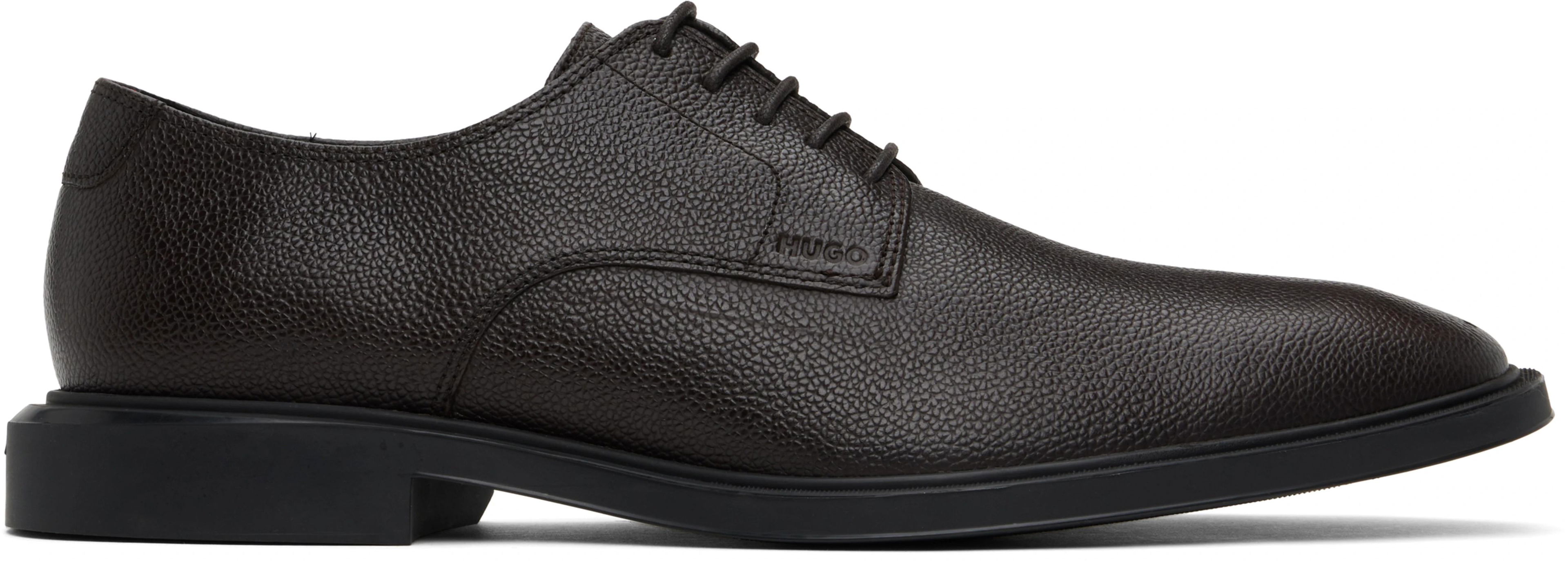 Brown Grained Leather Derbys by HUGO BOSS