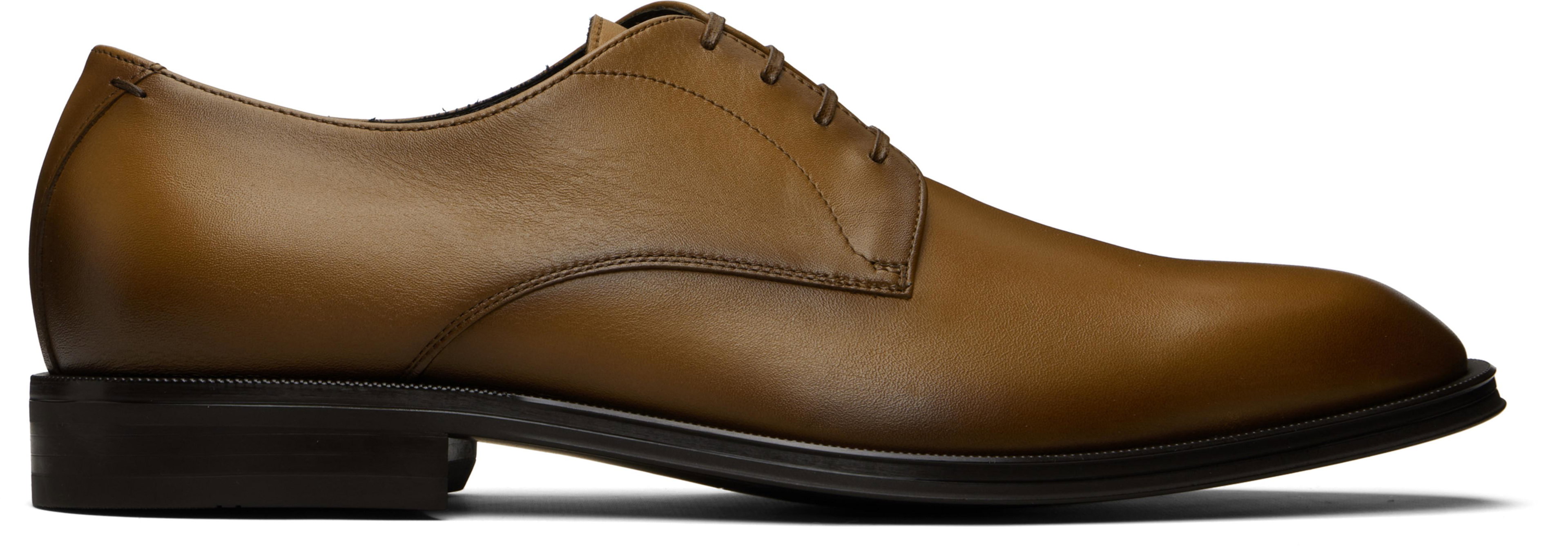 Brown Leather Stitching-Detail Derbys by HUGO BOSS