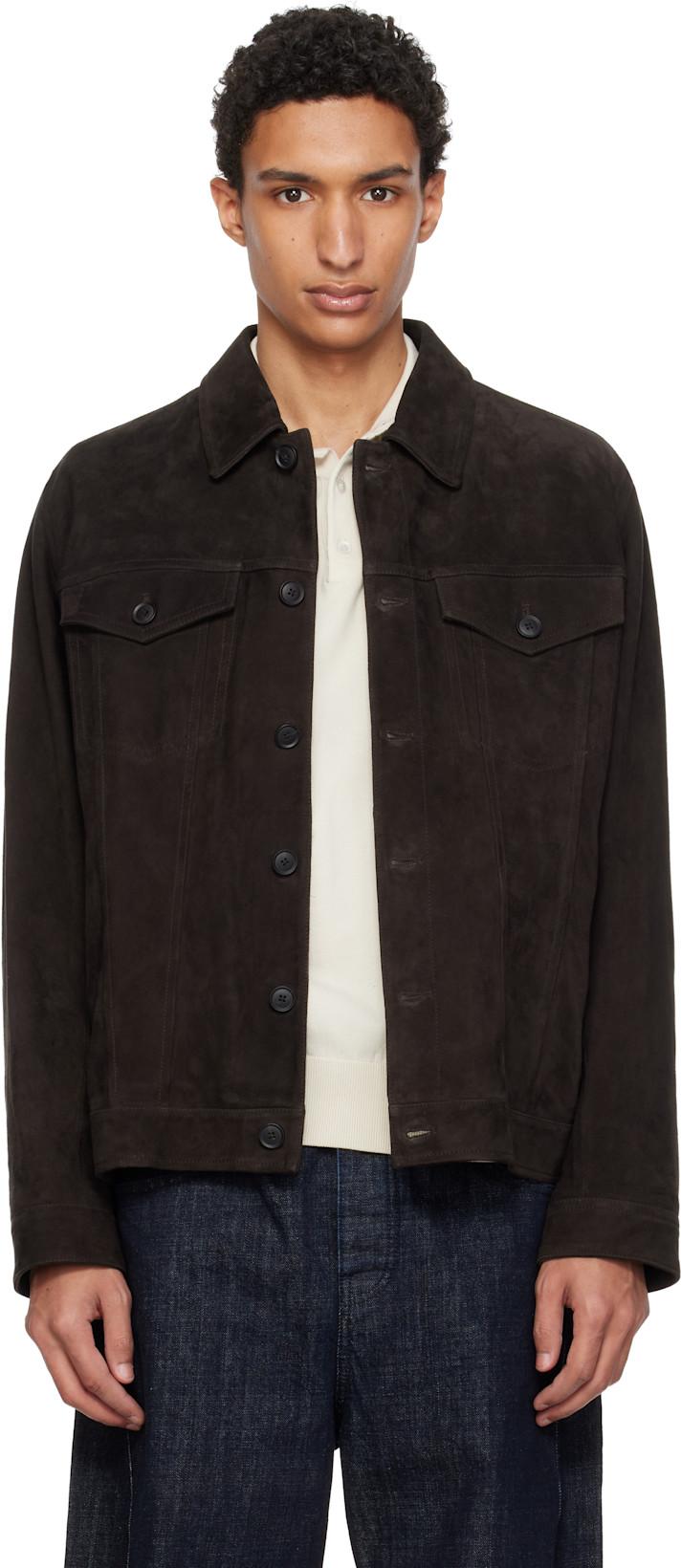 Brown Regular Fit Nappalan Suede Jacket by HUGO BOSS