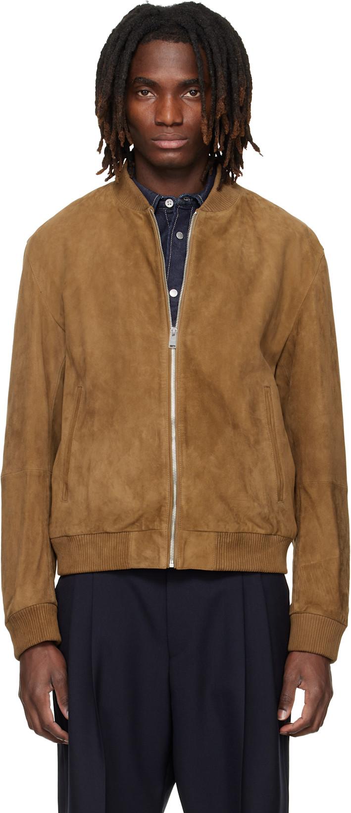 Brown Regular-Fit Suede Jacket by HUGO BOSS