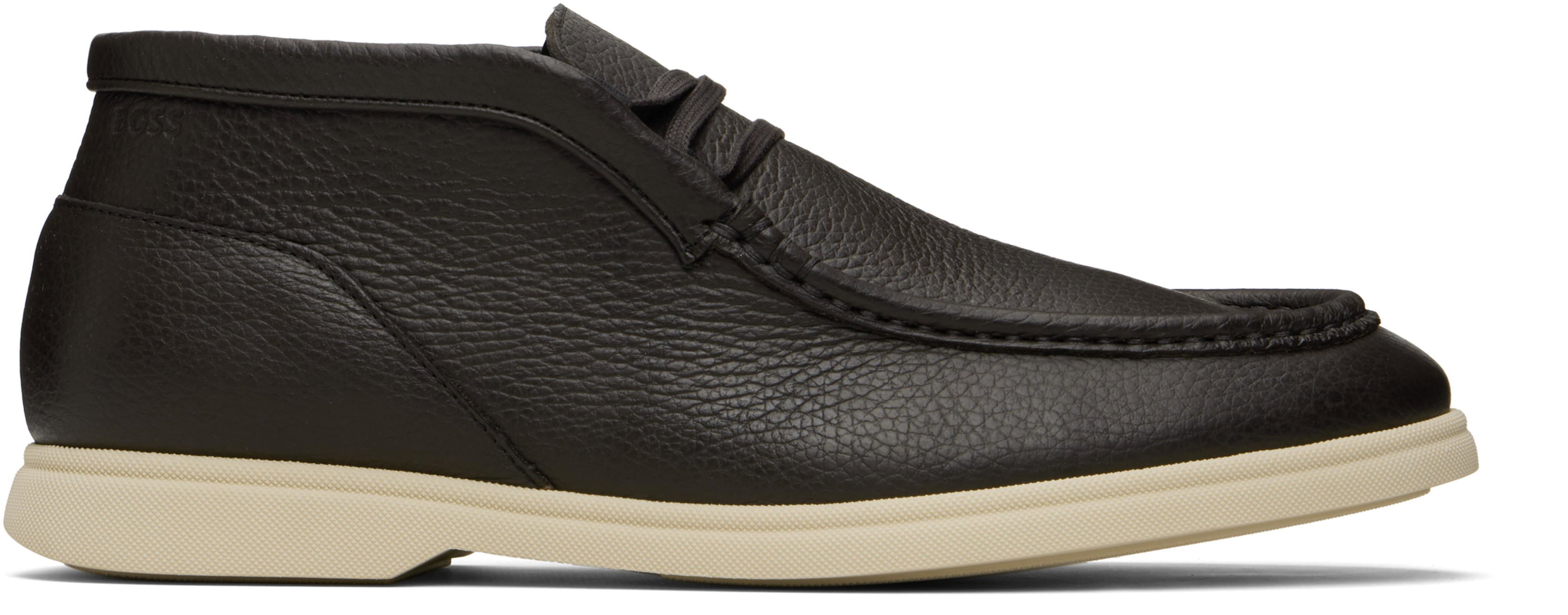 Brown Tumbled Leather Desert Boots by HUGO BOSS