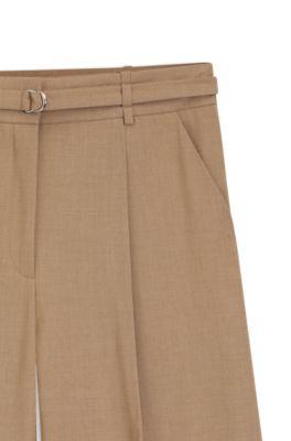 Buckled-belt trousers with pleat front by HUGO BOSS