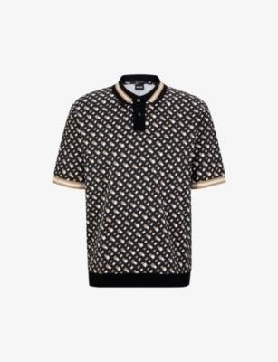 Business Leisure monogram-pattern cotton-jersey polo shirt by HUGO BOSS