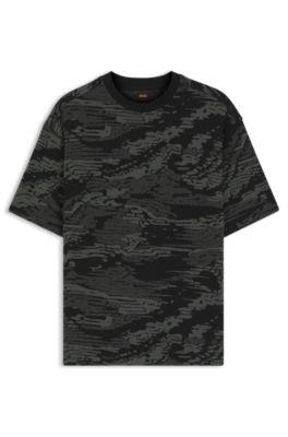 Camouflage-jacquard T-shirt in cotton by HUGO BOSS