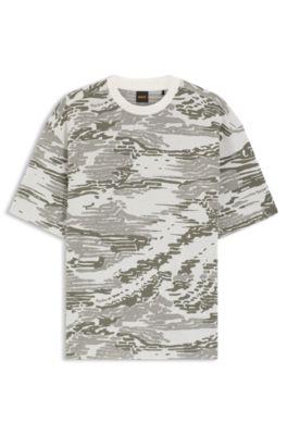 Camouflage-jacquard T-shirt in cotton by HUGO BOSS