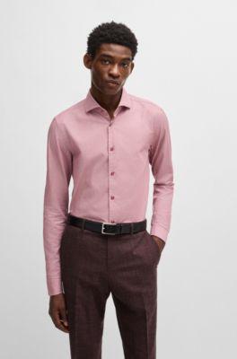 Casual-fit shirt in structured cotton with spread collar by HUGO BOSS Casual-fit shirt in structured cotton with spread collar by HUGO BOSS