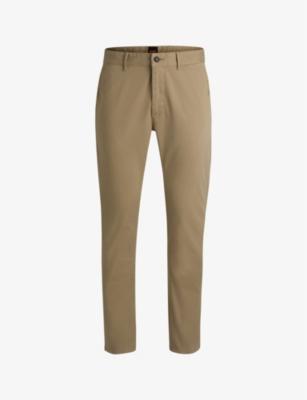 Casual slim-fit straight-leg stretch-cotton trousers by HUGO BOSS