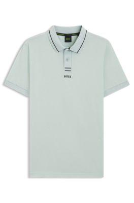 Centred-logo slim-fit polo shirt in cotton piqu&eacute; by HUGO BOSS